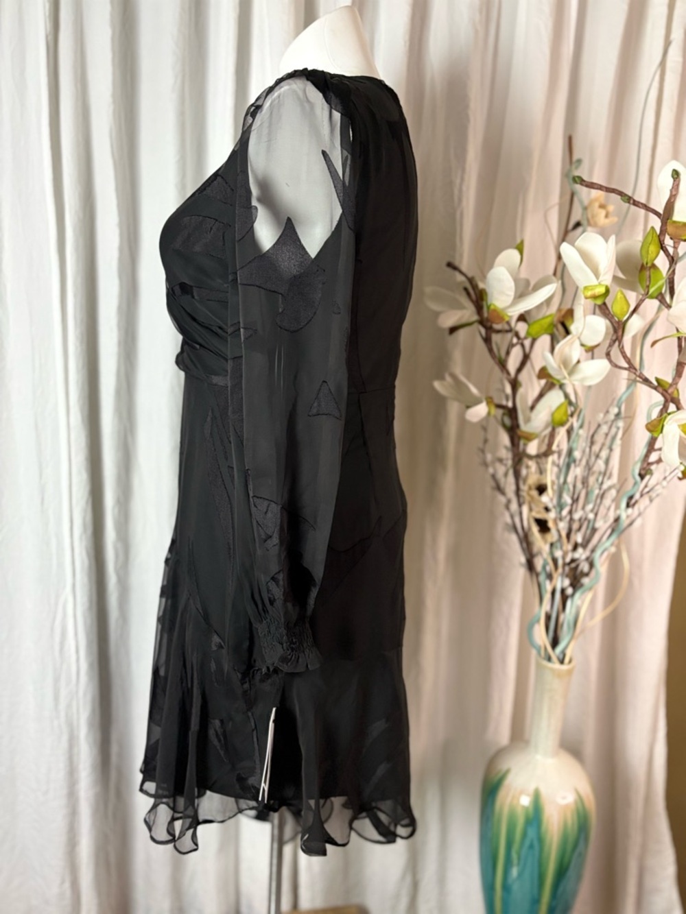DKNY Faux wrap Black Asymmetrical Dress - Picture 4 of 9